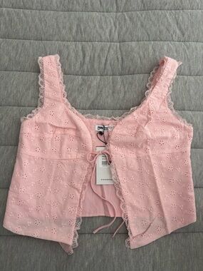 Princess Polly Blush Pink Eyelet Lace Tie-Front Crop